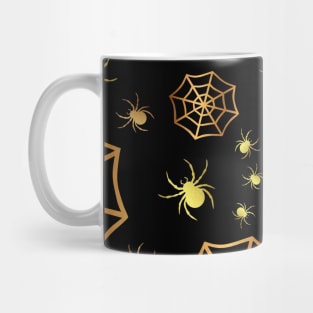 Happy Halloween Creepy  Spiders In Gold Mug